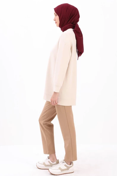 Açık Bej-Garni Piliseli Tunik - Resim 3