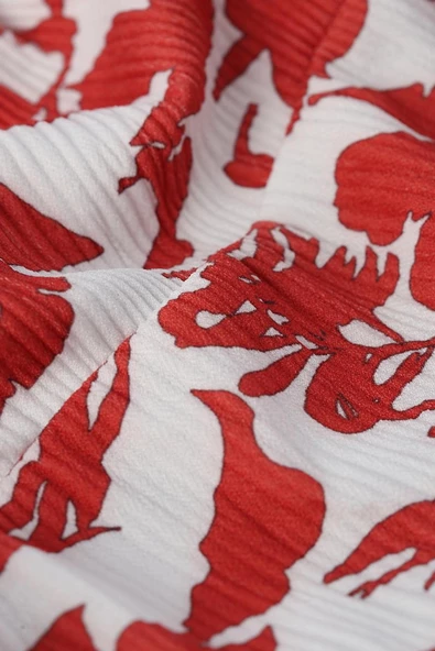 Bordo-Beyaz-Yakası Bağlama Detaylı Likralı Crep Bluz - Resim 8