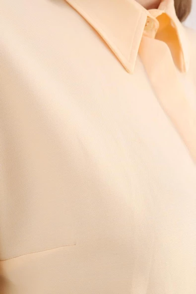 Sarı-Basic Gizli Patlı Gömlek - Resim 5