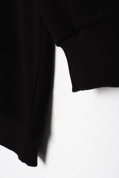 Siyah-Oversize Aplike Nakışlı Sweat - Resim 6