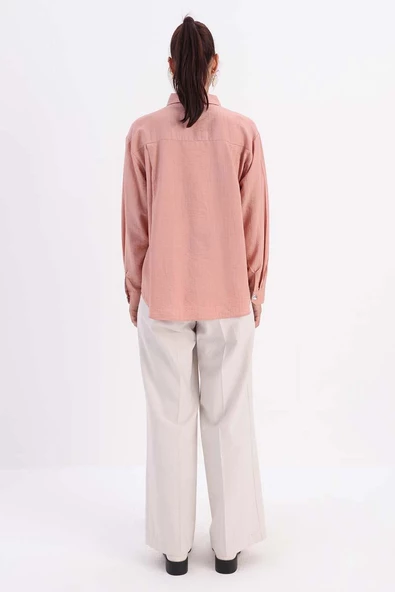 Gül-KÖŞE MANŞET DETAYLI ŞIK DÜĞMELİ GÖMLEK - Resim 3