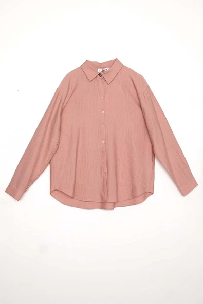 Gül-KÖŞE MANŞET DETAYLI ŞIK DÜĞMELİ GÖMLEK - Resim 5