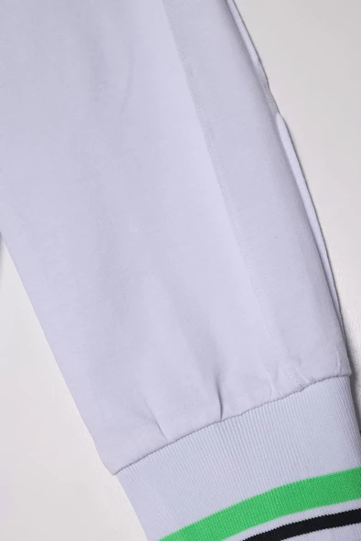 Beyaz-Pamuklu Neon Fermaur Detaylı Sweat Tunik - 6