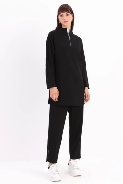 Siyah-Dik Yakalı Robalı Tunik - Resim 3