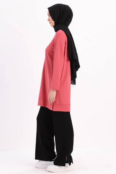 Açık Gül-Kolu Fermuarlı Tunik - 3