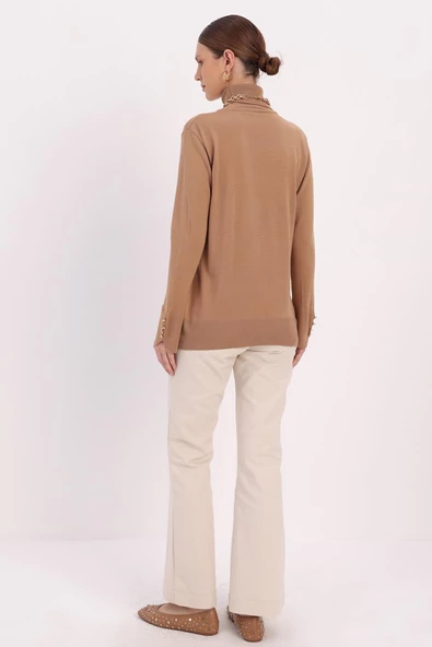 Bisküvi-Kolları Düğmeli Kazak - 3