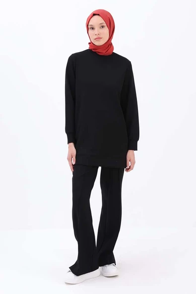 Siyah-Garni Piliseli Tunik - Resim 2