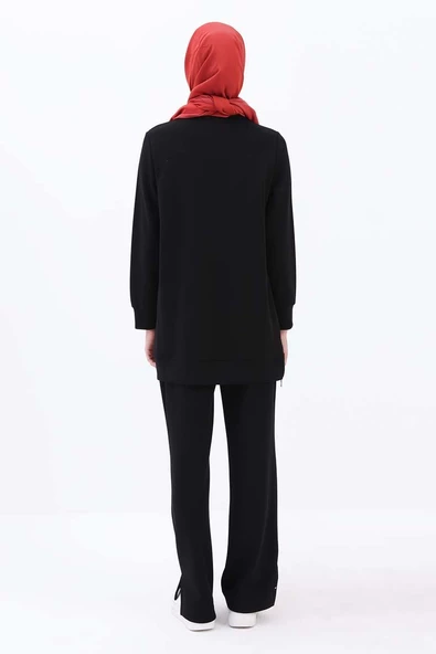 Siyah-Garni Piliseli Tunik - Resim 4