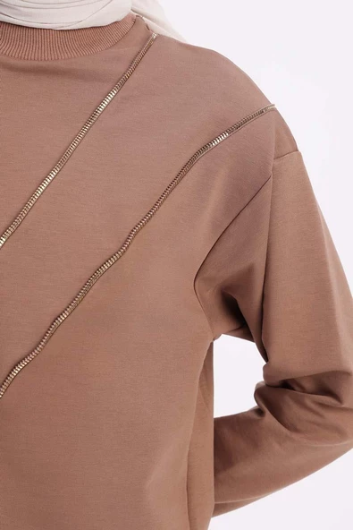 Vizon-Süs Fermuarlı Tunik - Resim 4