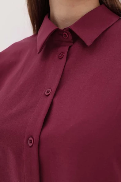 Gül Kurusu-Oversize Basic Gömlek - 5