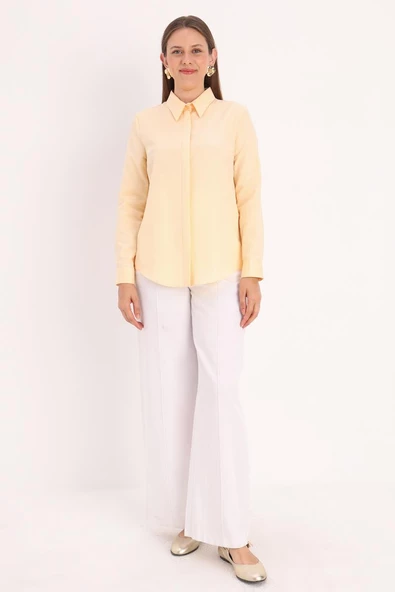 Sarı-Basic Gizli Patlı Gömlek - Resim 2