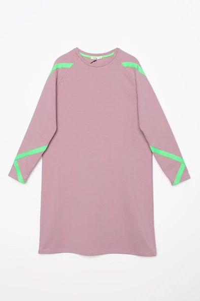 Soft Lila-Neon Şerit Detaylı Sweat Tunik - 7