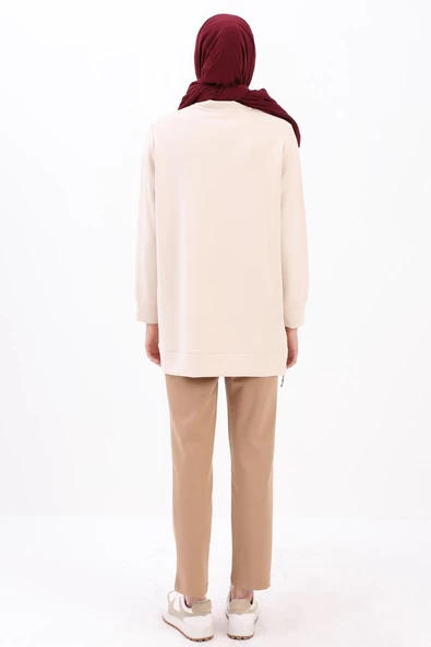 Açık Bej-Garni Piliseli Tunik - Resim 4