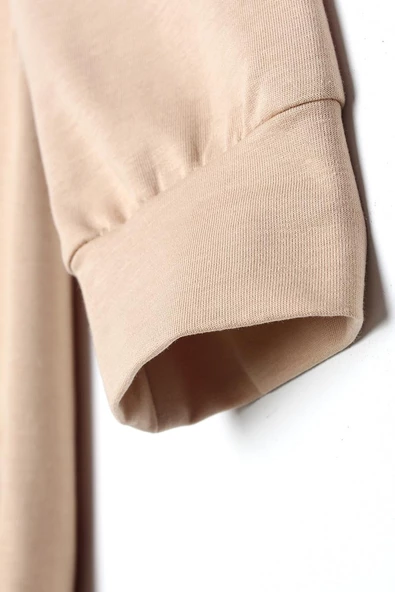 Camel-Kapüşonlu Sweat Tunik - Resim 4