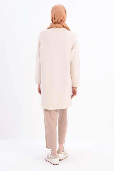 Açık Bej-Kolu Fermuarlı Tunik - Resim 4