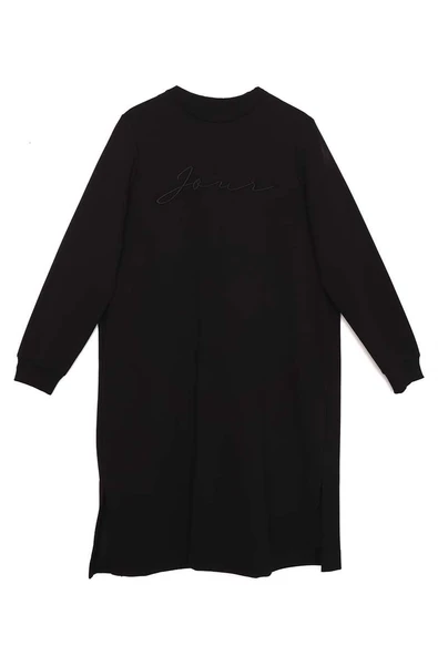 Siyah-NAKIŞLI PİLİKAŞELİ SWEAT TUNİK - 6