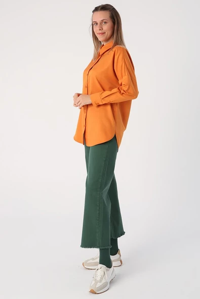 Soft Turuncu-Oversize Basic Gömlek - Resim 3