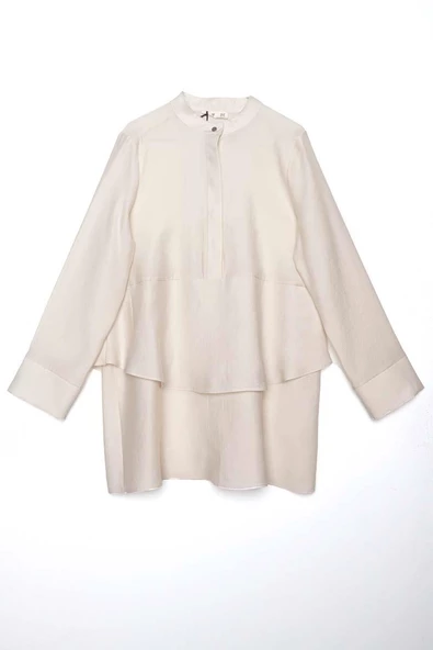 Taş-Volanlı Hakim Yaka Yarım Patlı Tunik - Resim 6