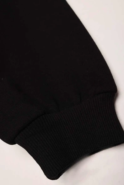 Siyah-Oversize Nakışlı Sweat - Resim 6