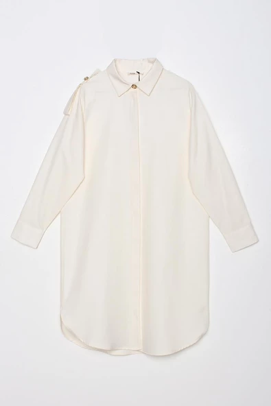Ekru-Pamuklu Apoletli Gömlek - Resim 7