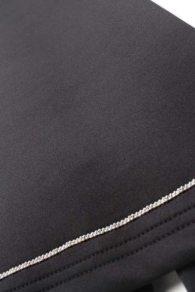 Siyah-Dik Yaka Kolu Yırtmaçlı Likralı Scuba Bluz - Resim 8