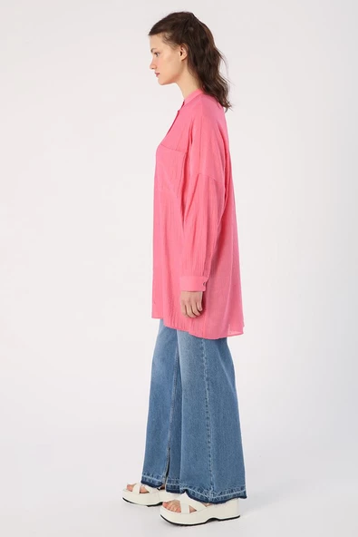 Pembe-Cepli Hakim Yaka Gömlek - Resim 3