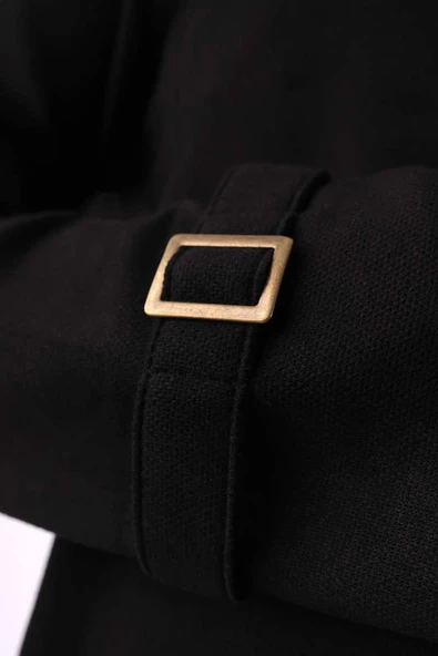 Siyah-Yaka Ve Kolları Toka Detaylı Tunik - Resim 6