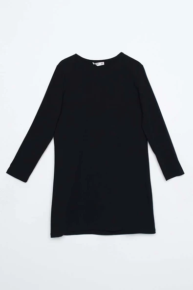 Lacivert-Basic Pamuklu Süprem Sweat Tunik - Resim 6