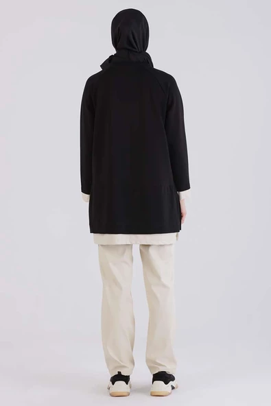 Siyah-Deri Garnili Nakışlı Tunik - Resim 4