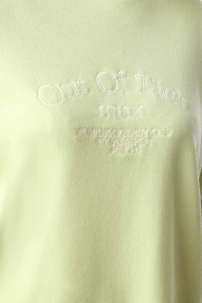 Açık Yeşil-Oversize Nakışlı Sweat - 5