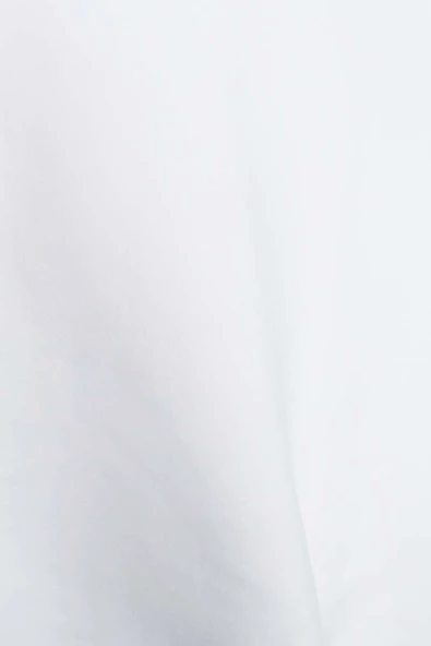 Beyaz-Dik Yaka Kolu Yırtmaçlı Likralı Scuba Bluz - Resim 10