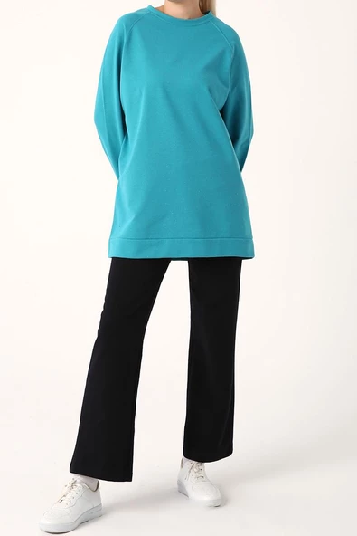 Mint-Bisiklet Yaka Reglan Kol Sweat - Resim 5