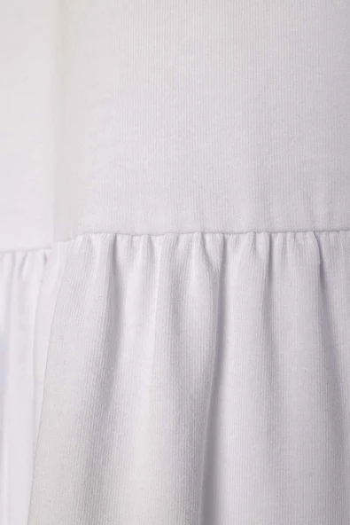 Beyaz-Pamuklu Robadan Büzgülü Tunik - Resim 8