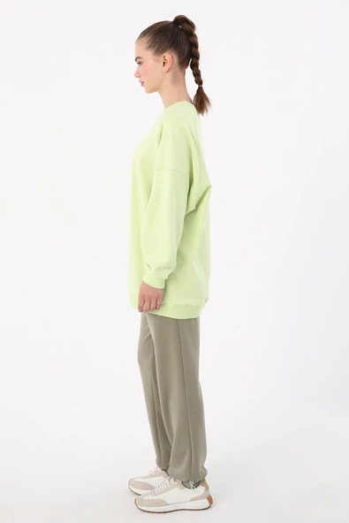Açık Yeşil-3 İplik Oversize Basic Sweat - 3