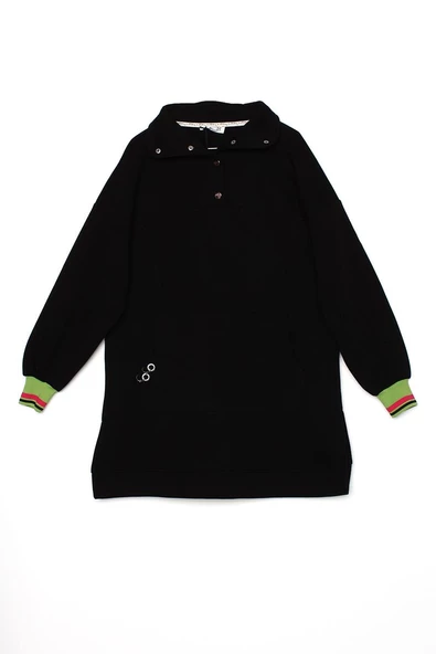 Siyah-Çıtçıt Yakalı Ribana Detaylı Şardonlu Sweat - Resim 7