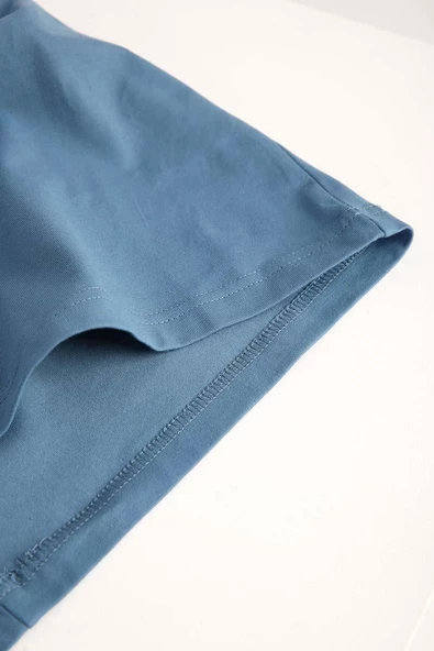 Mavi-Yaka Biyeli Kolsuz T-shirt - Resim 4