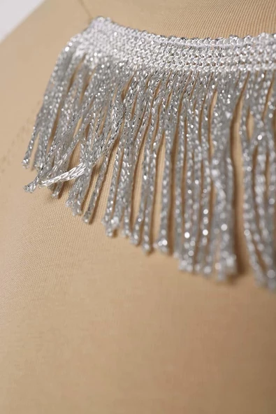 Bej-Püskül Detaylı Kısa Kollu Likralı T-Shirt - Resim 6