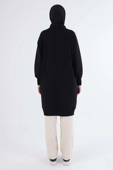 Siyah-Faıth Yazılı Nakışlı Sweat - 4