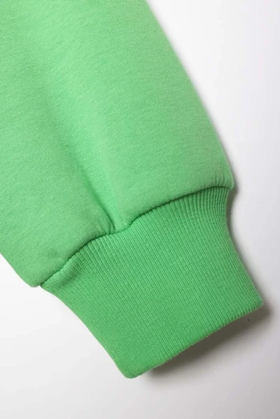 Neon Yeşil-Oversize Şardonlu Şerit Detaylı Sweatshirt - Resim 7