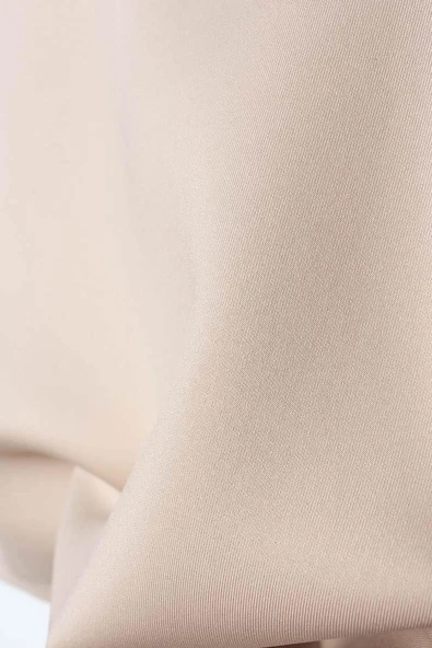 Bej-Dik Yaka Kolu Yırtmaçlı Likralı Scuba Bluz - Resim 9