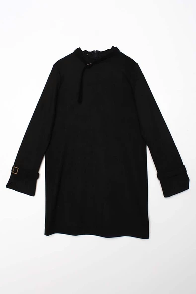 Siyah-Yaka Ve Kolları Toka Detaylı Tunik - Resim 7