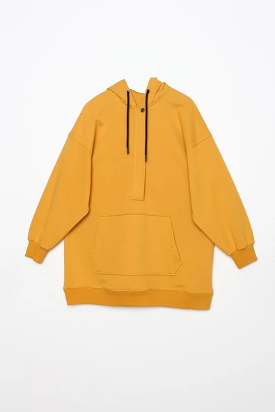 Hardal-Oversize Kapüşonlu Kanguru Cepli Sweat - 6