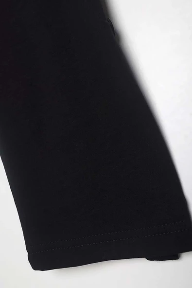 Siyah-Pamuklu Arkadan Yırtmaçlı Apoletli Likralı Tunik - Resim 6