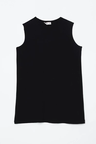 Siyah-%100 Pamuk Kolsuz T-Shirt - Resim 6