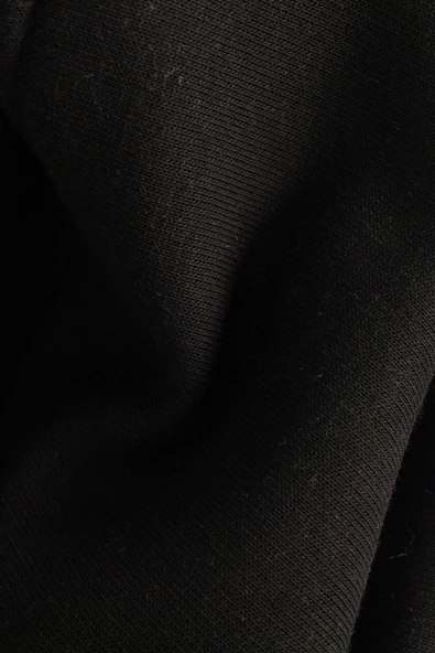 Siyah-Oversize Kapüşonlu Kanguru Cepli Sweat - Resim 8