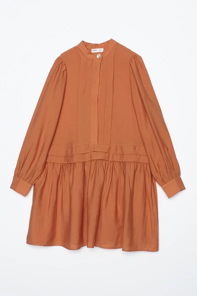 Tarçın-Pile Detaylı Gömlek Tunik - Resim 7