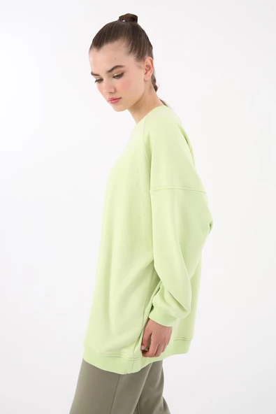 Açık Yeşil-3 İplik Oversize Basic Sweat - 6