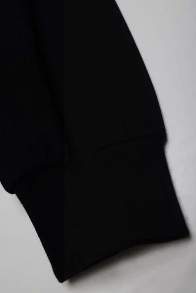 Siyah-Pamuklu Reglan Kol Zincir Nakışlı Sweat Tunik - 6