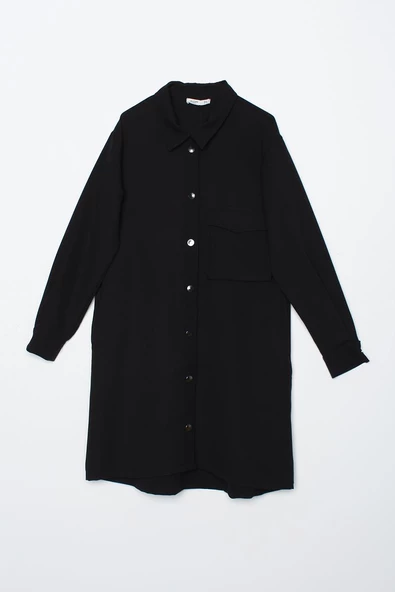 Siyah-Tek Cepli Çıtçıtlı Gömlek - 6