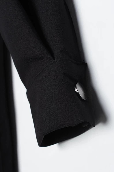 Siyah-Tek Cepli Çıtçıtlı Gömlek - 5